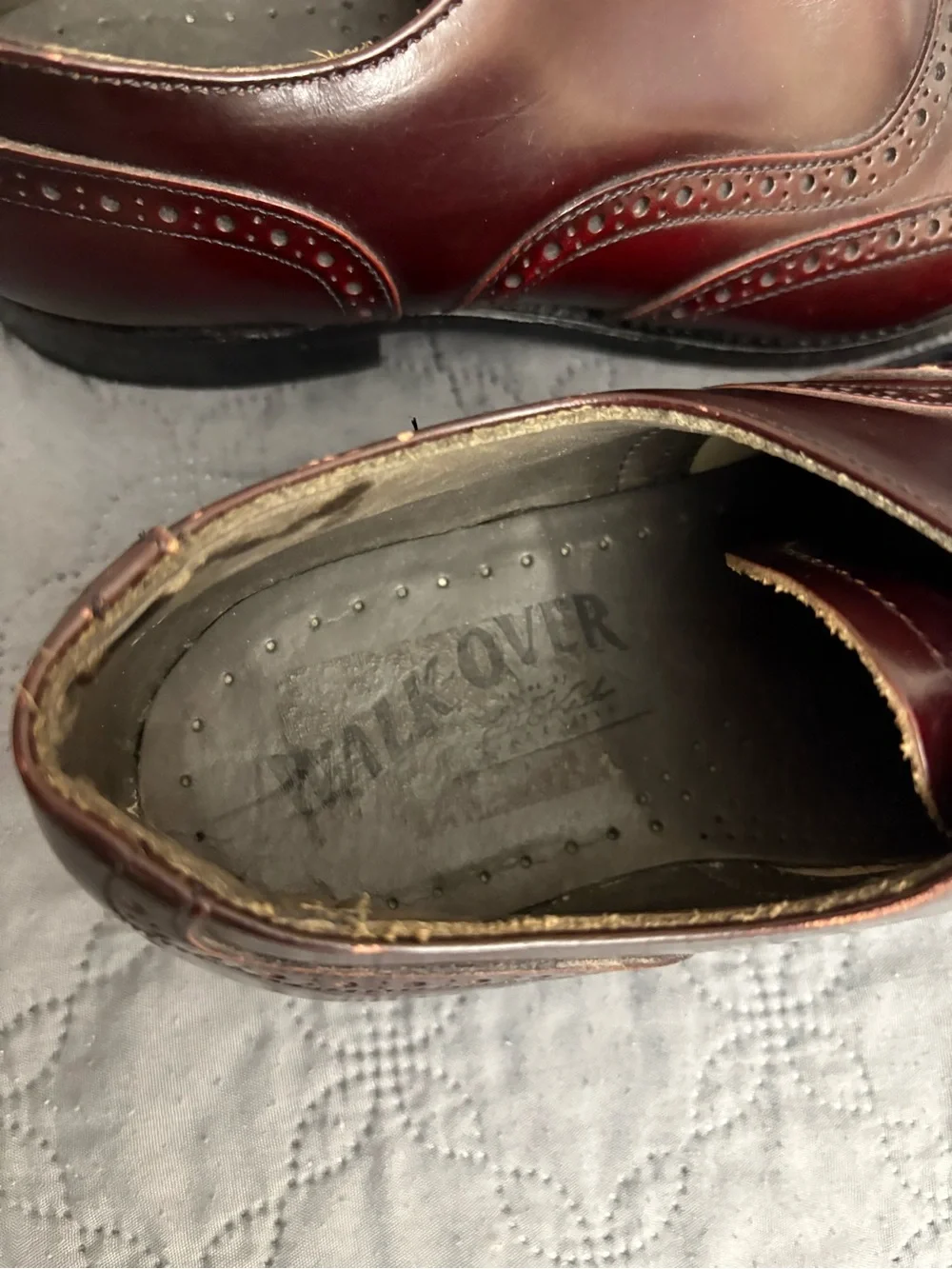 VTG WALK OVER Burgundy/oxblood Wingtip Oxford / Full Brogue Leather Shoes Sz 8D